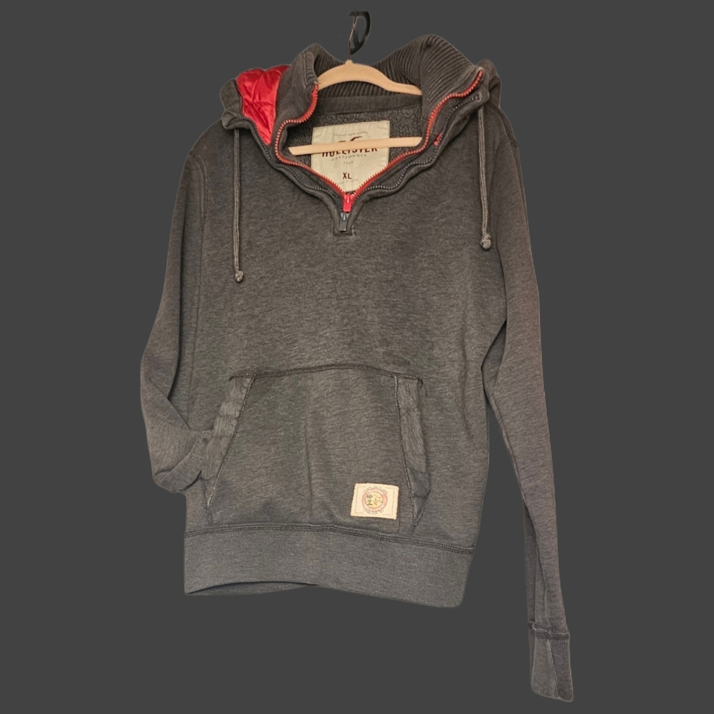 Vintage Y2K Charcoal Grey Hollister Quarter-Zip Size XL